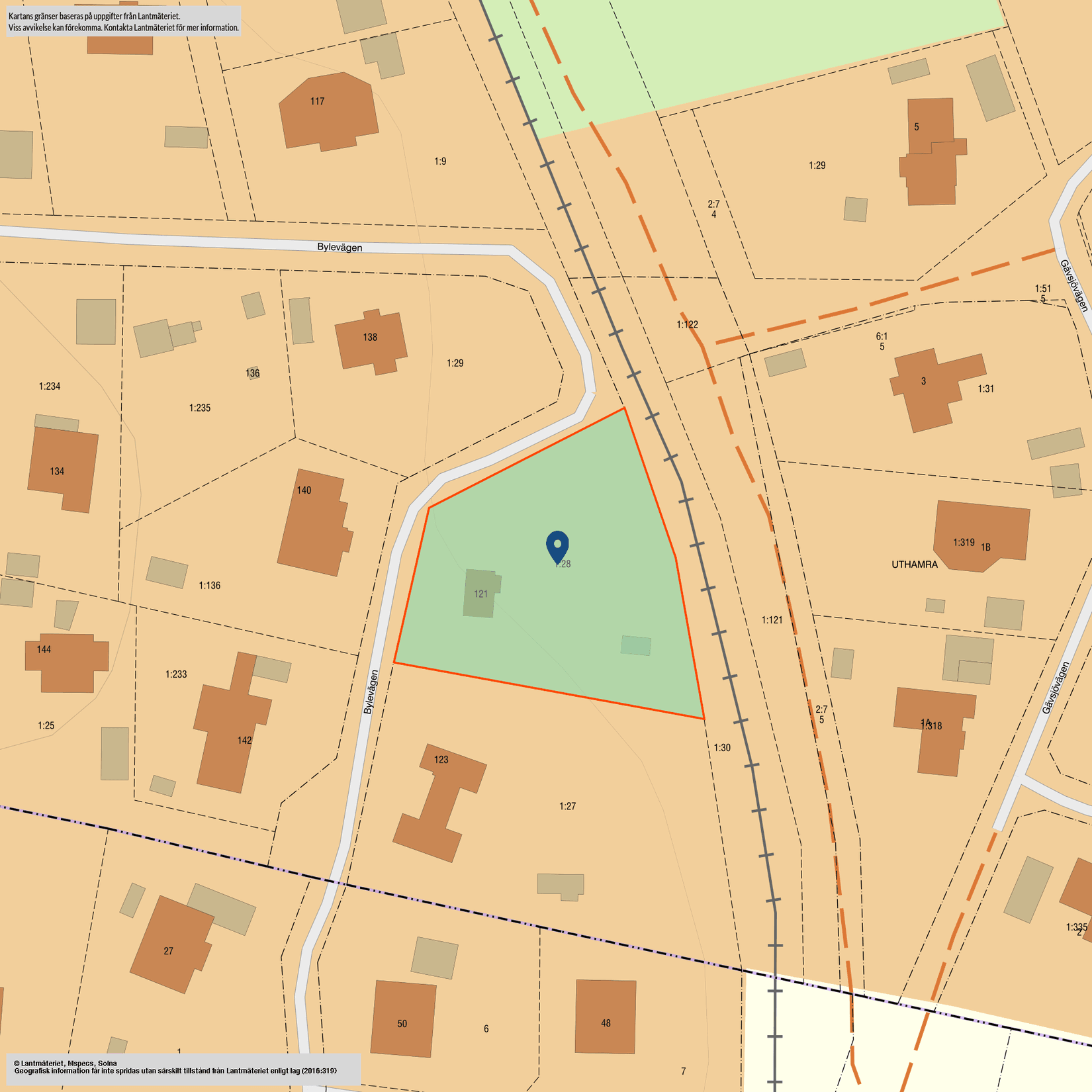 Tomt, Bylevägen 121, Södra Kragstalund / Byle, Vallentuna