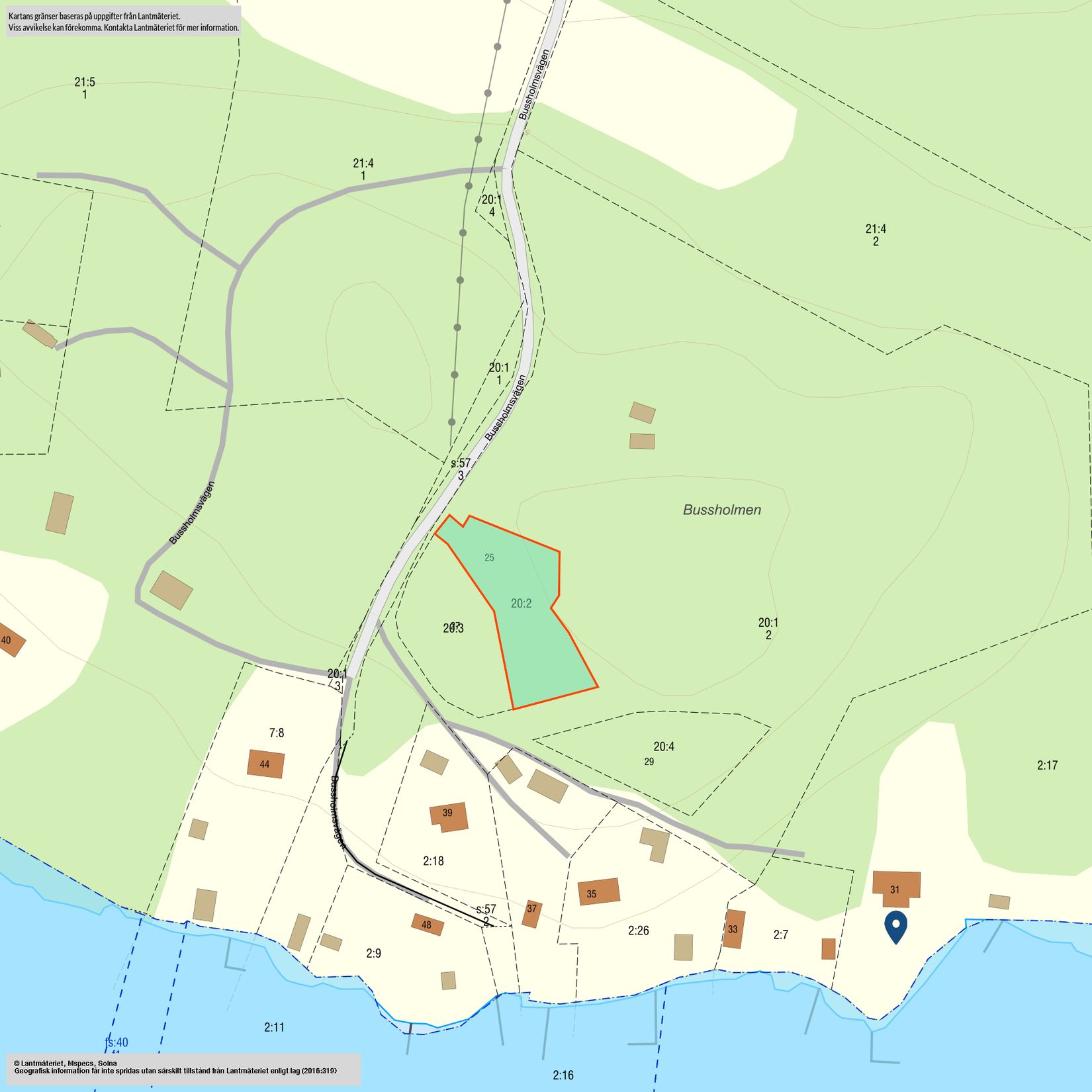 Tomt, Bussholmsvägen 25, Åkerö - Bussholmen, Norrtälje