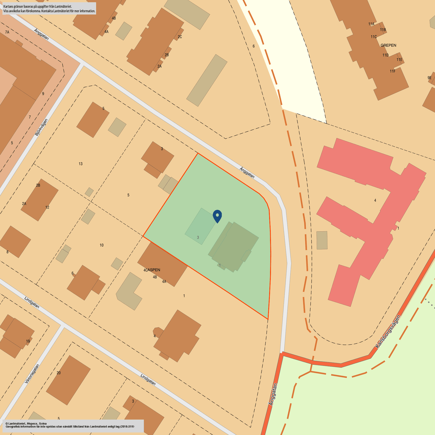 Villa, Änggatan 1, Centralt, Hjo