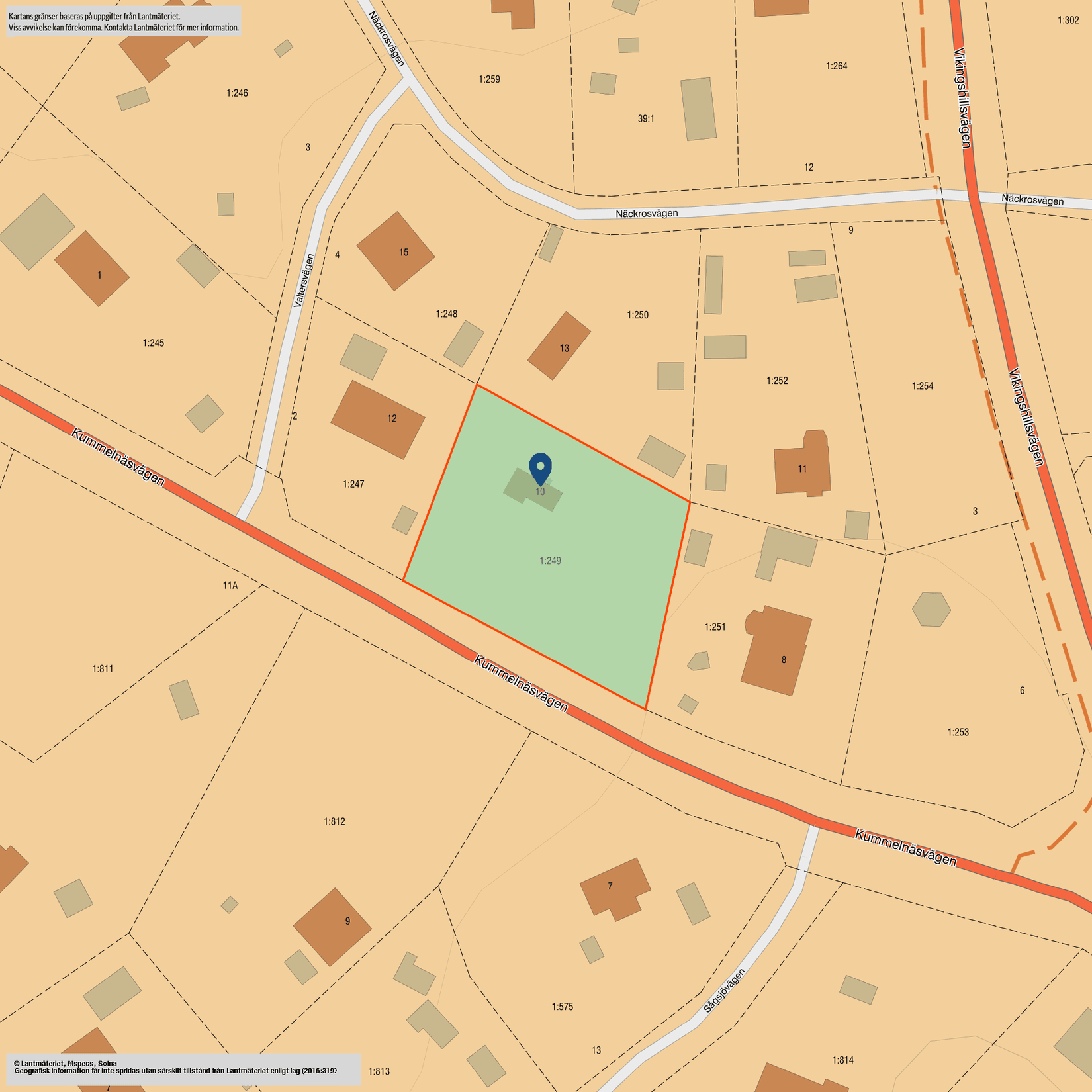 Tomt, Kummelnäsvägen 10, Kummelnäs, Nacka
