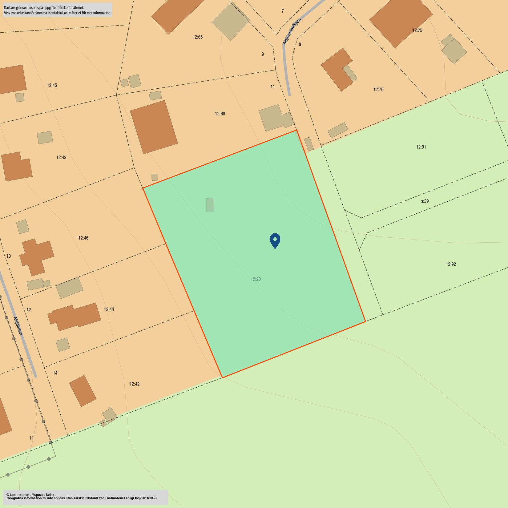 Tomt, Alsjöredsvägen, Lerum