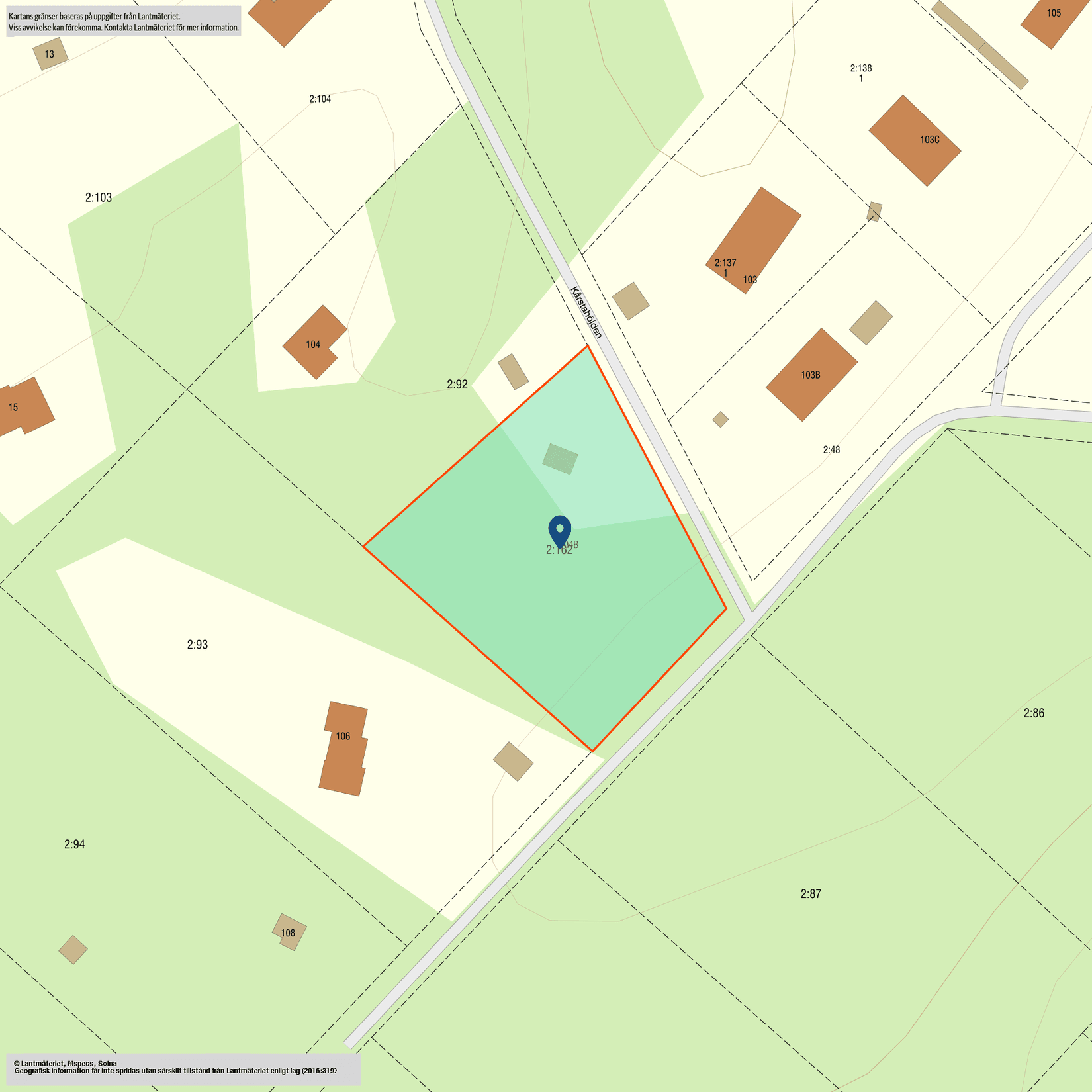 Tomt, Kårstahöjden 104 B, Kårsta, Vallentuna