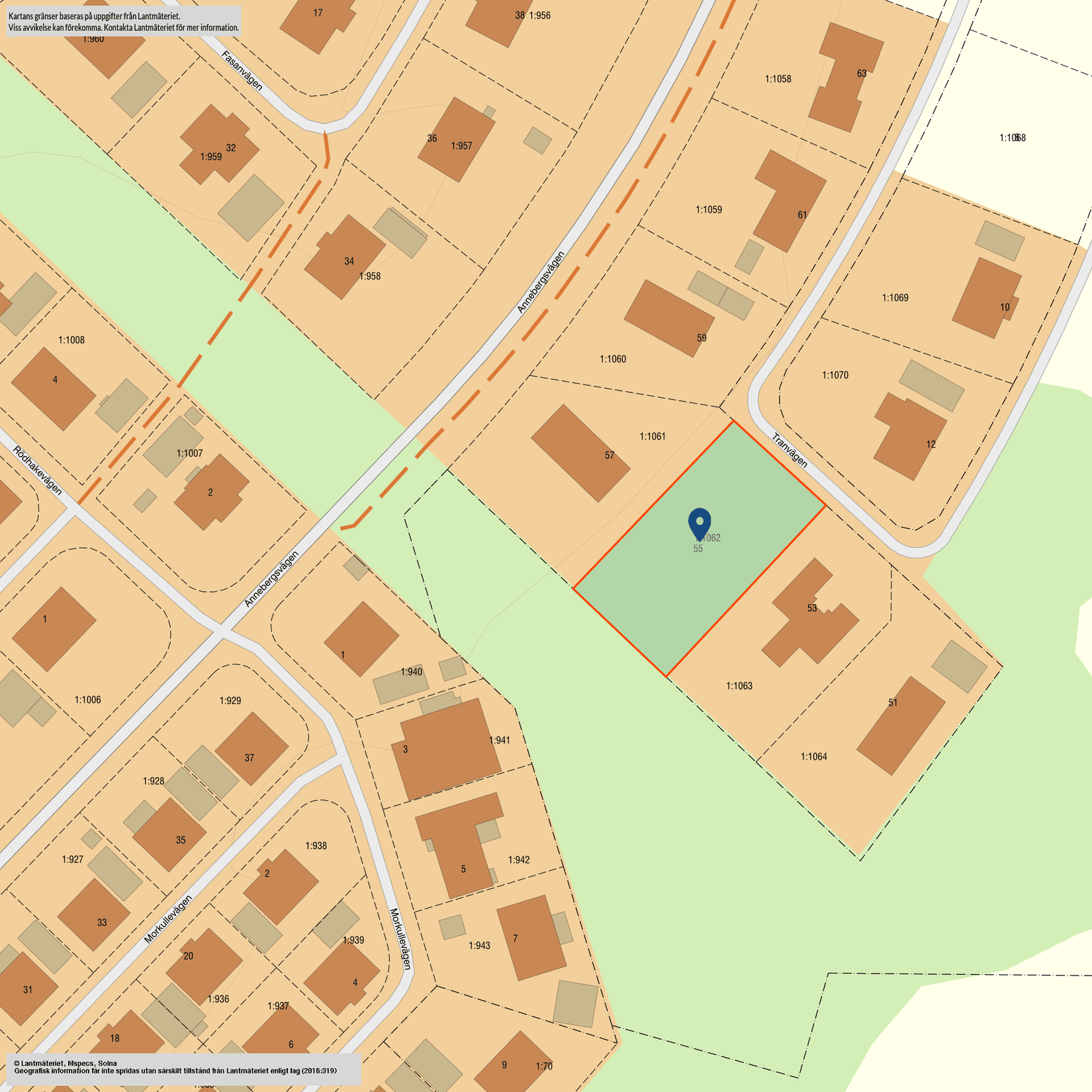 Tomt, Tranvägen 55, Anneberg, Hammarö