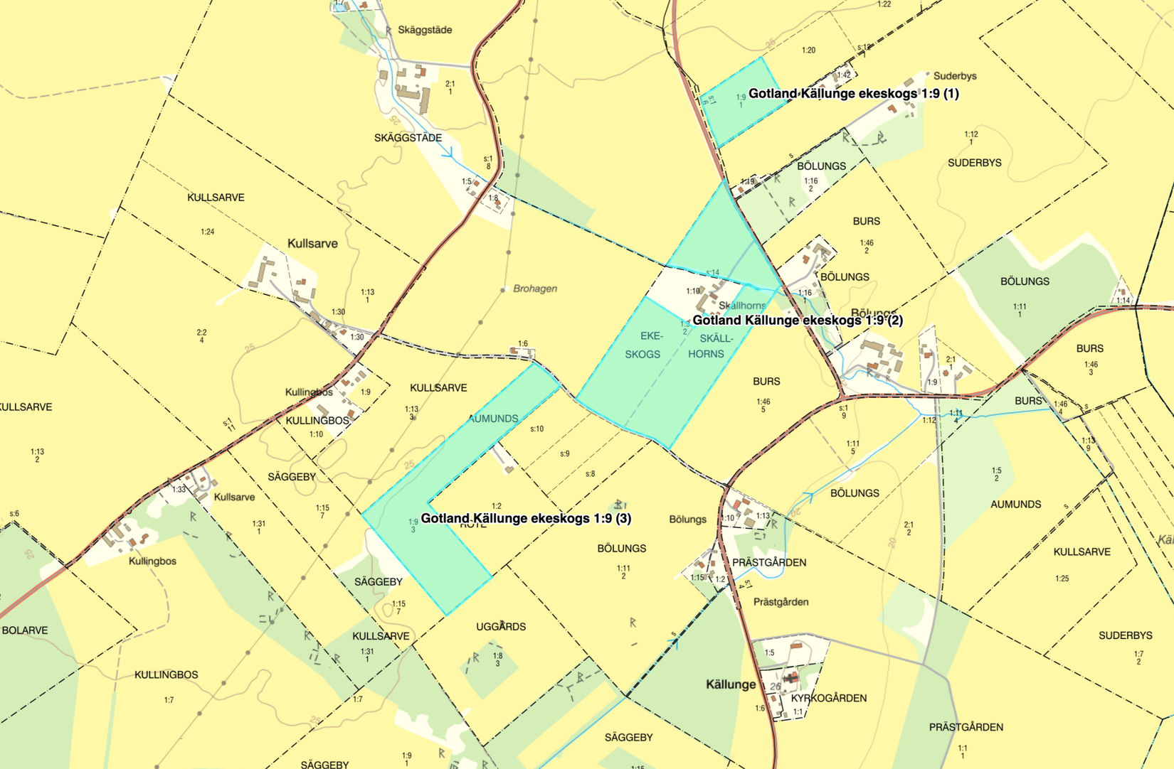 Gård/Skog, Tre skiften bra åkermark , Mellersta Gotland, Gotland