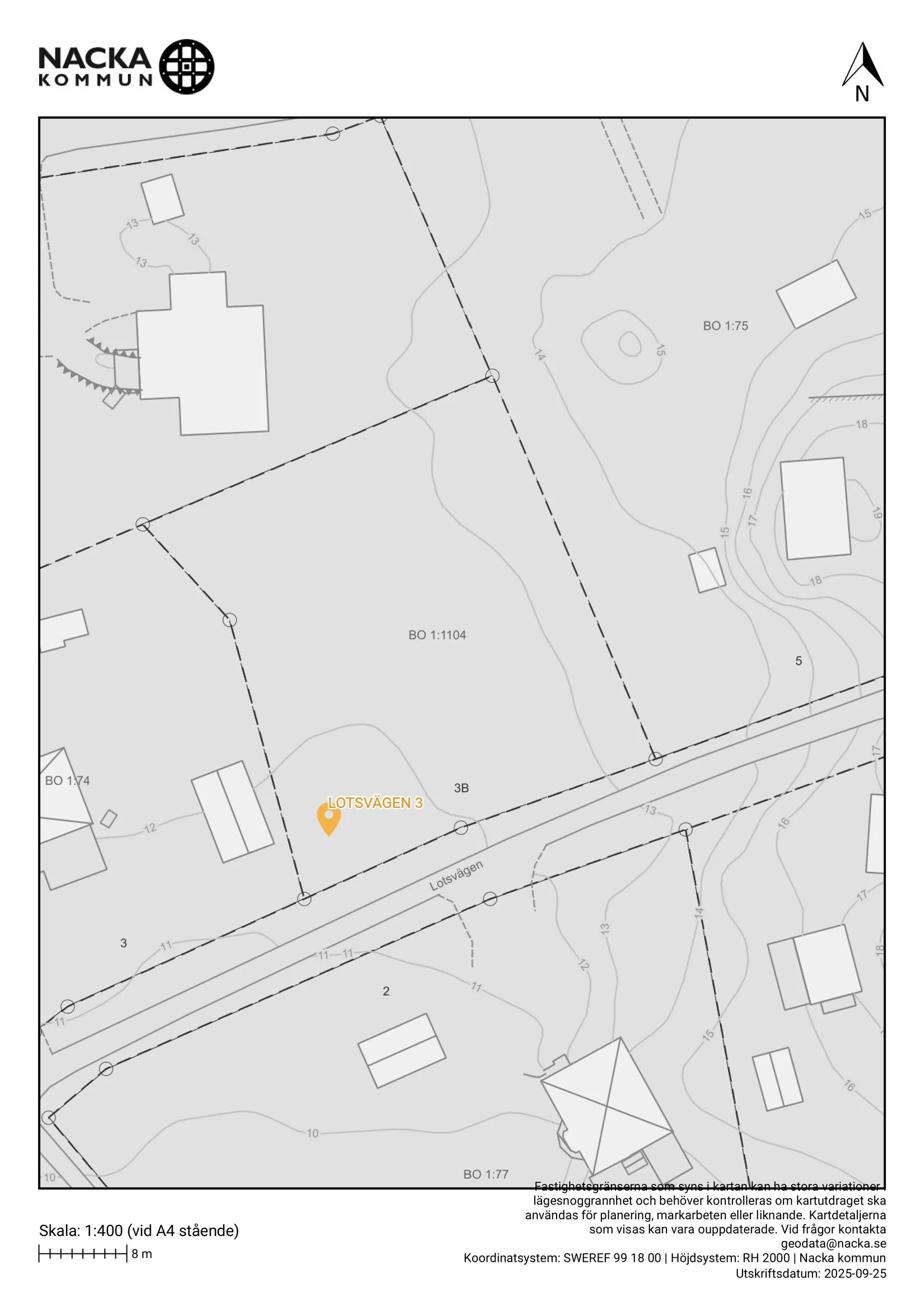 Tomt, Lotsvägen 3B, Boo Gård, Nacka