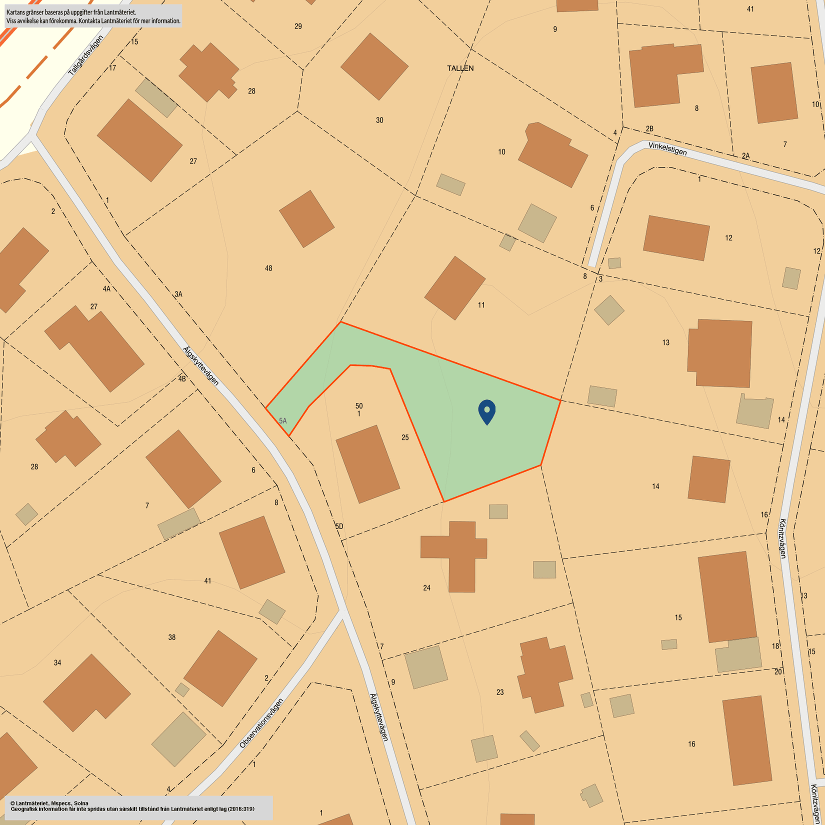 Tomt, Älgskyttevägen 5A, Stuvsta, Huddinge