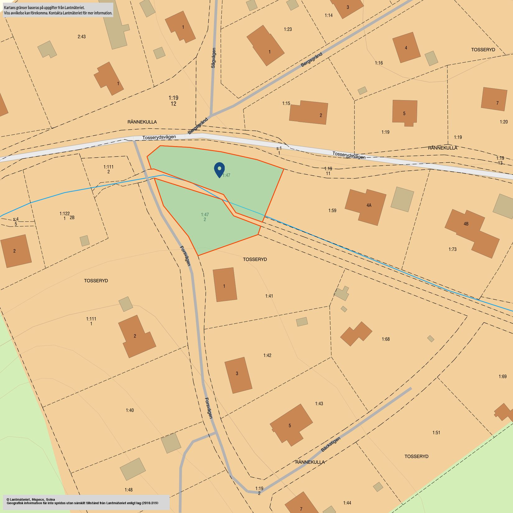 Tomt, Tosserydsvägen, Tosseryd, Borås