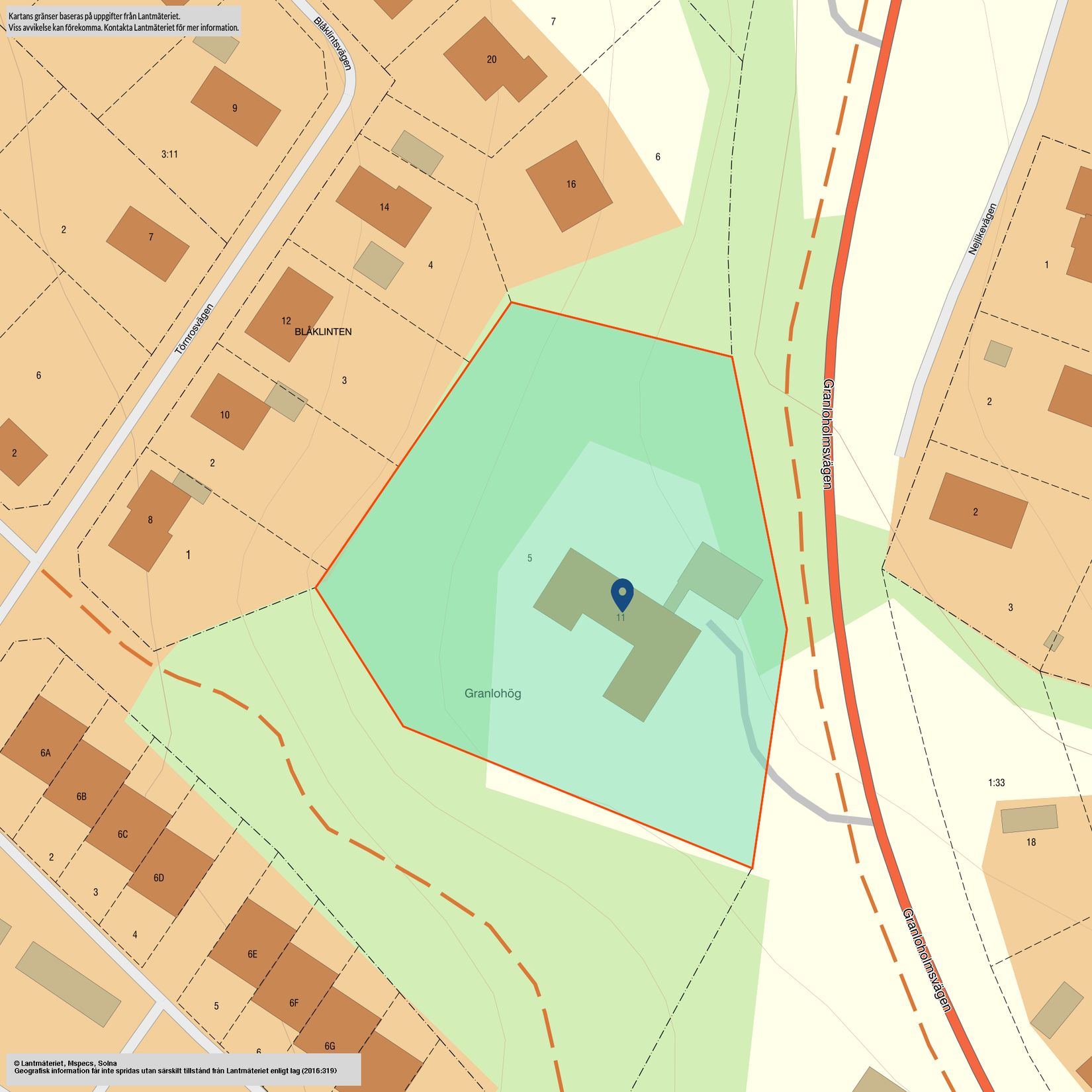 Villa, Granloholmsvägen 11, Sundsvall