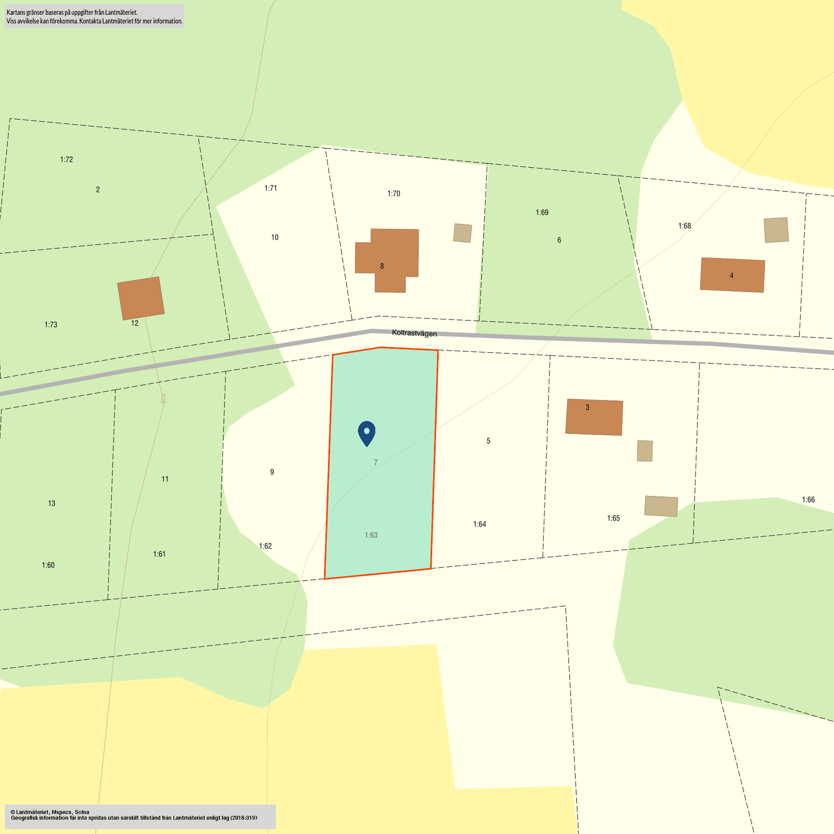 Tomt, Koltrastvägen 7, Hjo