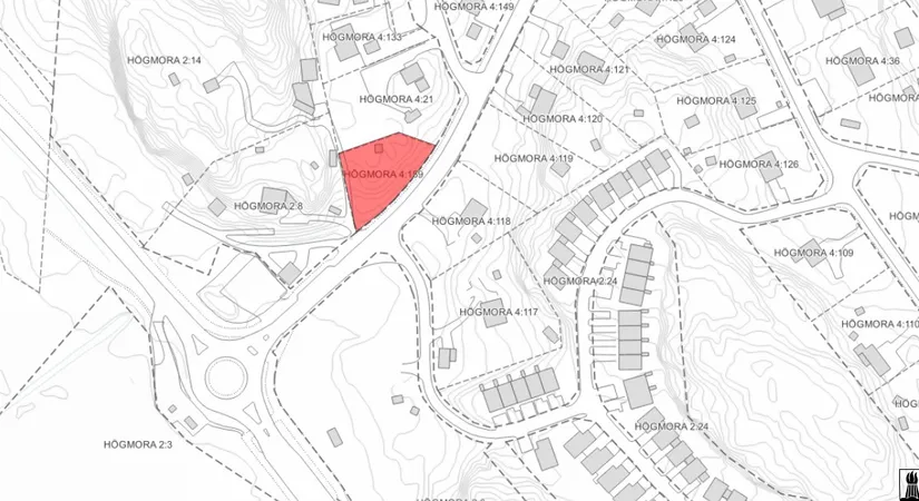 Tomt, Högmoravägen 3 A, Högmora, Huddinge