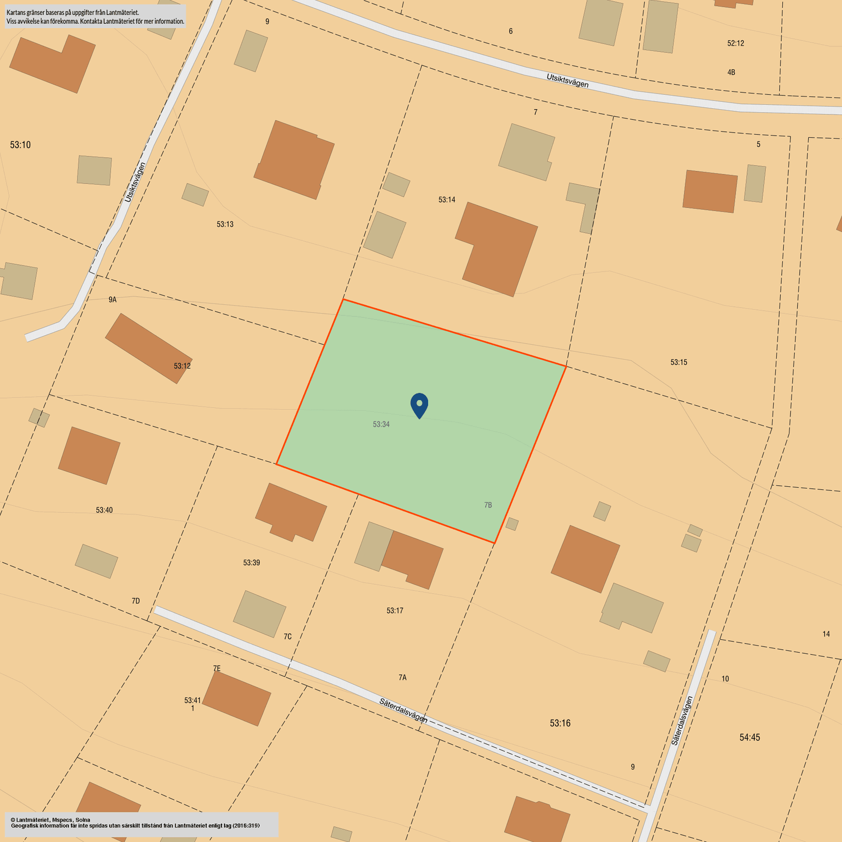 Tomt, Säterdalsvägen 7B, Svärtinge, Norrköping