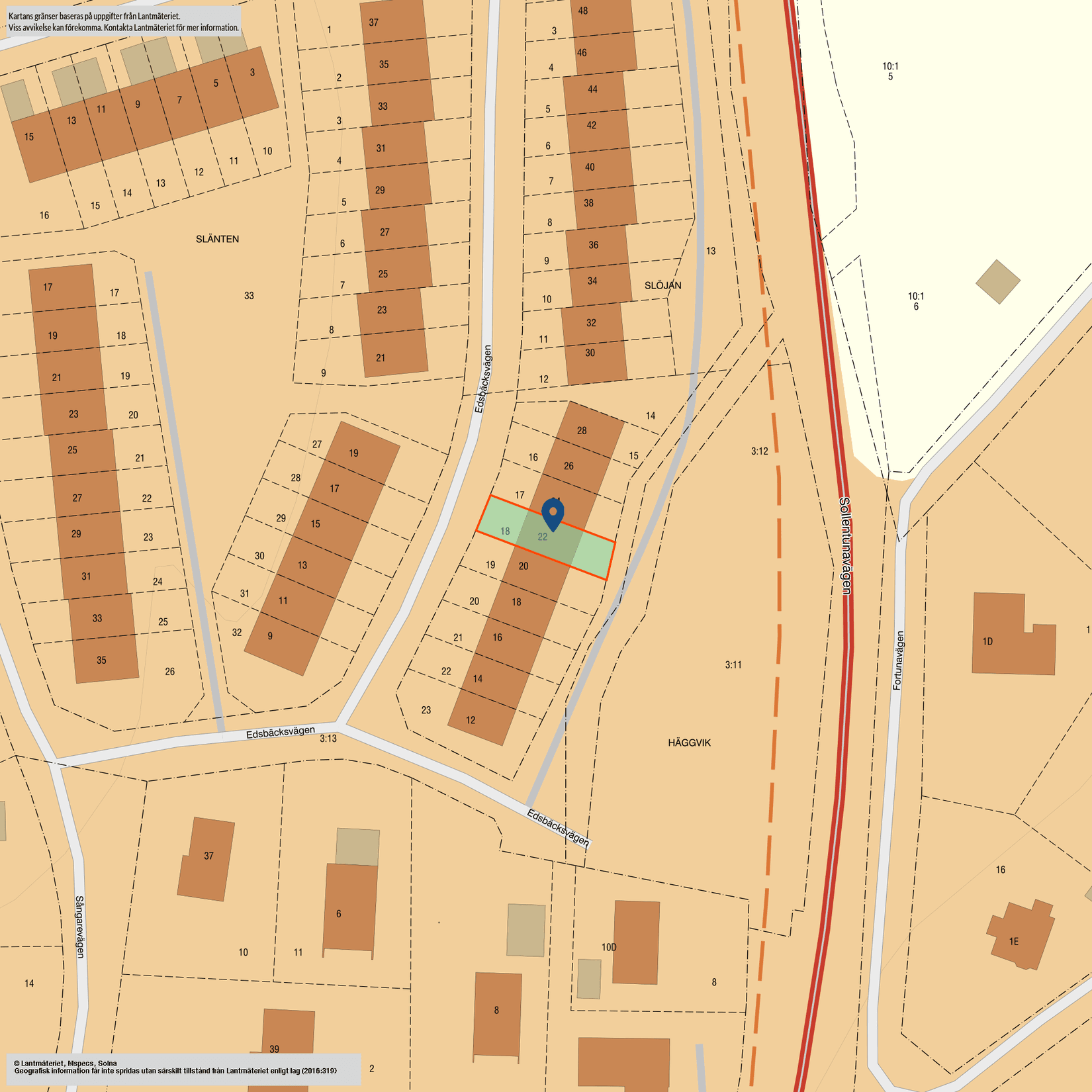 Radhus, Edsbäcksvägen 22, Sollentuna