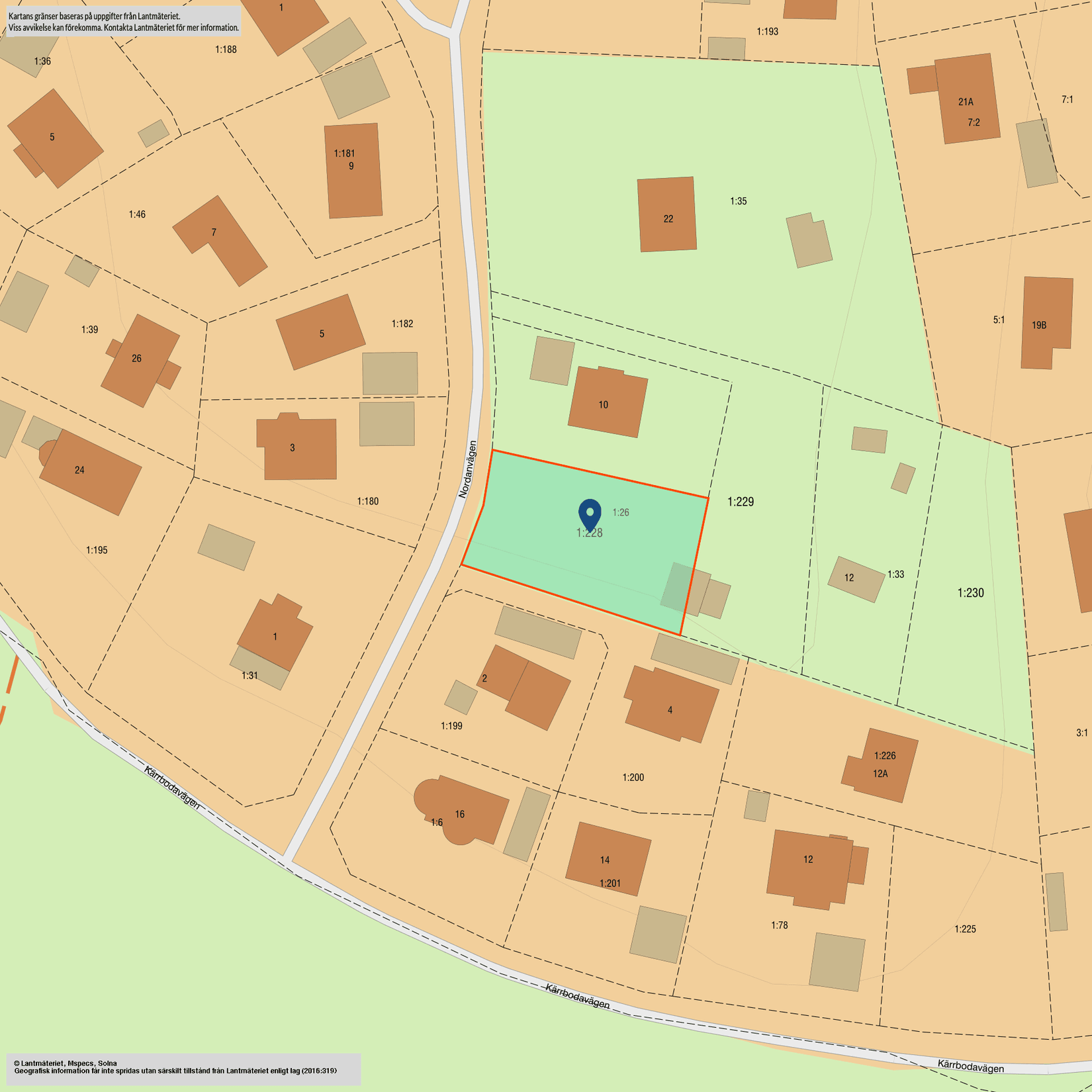Tomt, Nordanvägen  10A (Förmodad adress), Polhem, Järfälla