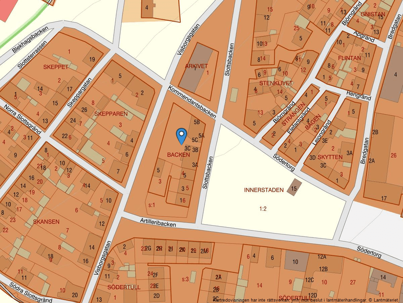 Tomt, Slottsbacken 5, Visby