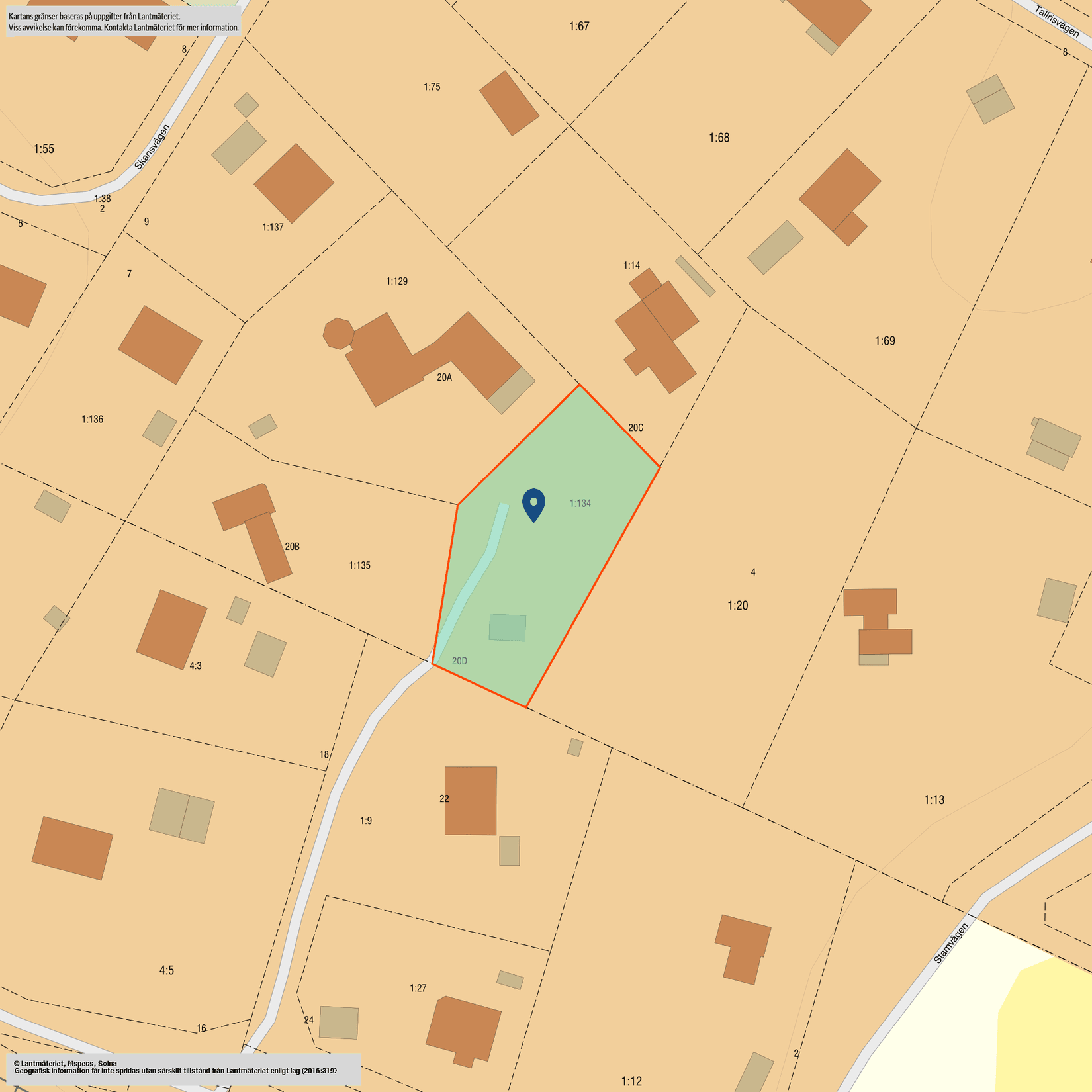 Tomt, Skölsta byväg 20D, Skölsta, Uppsala