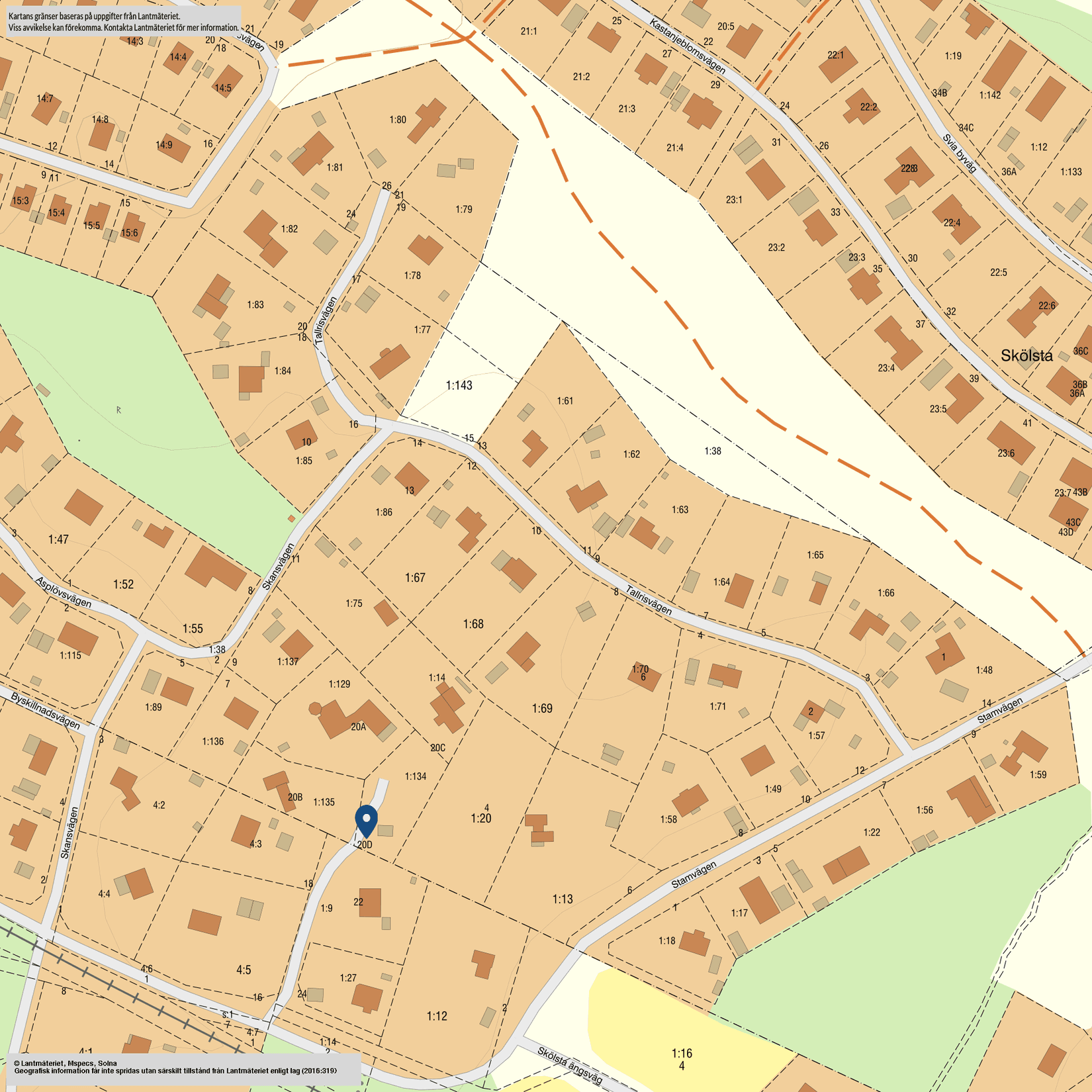 Tomt, Skölsta byväg 20D, Skölsta, Uppsala