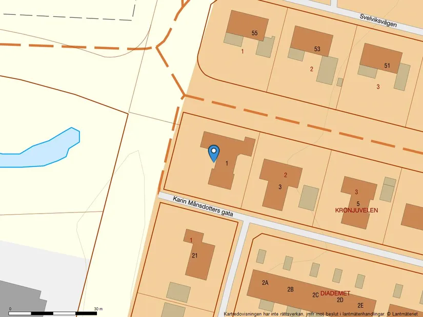 Villa, Karin Månsdotters gata 1, Drottningmarken, Vadstena