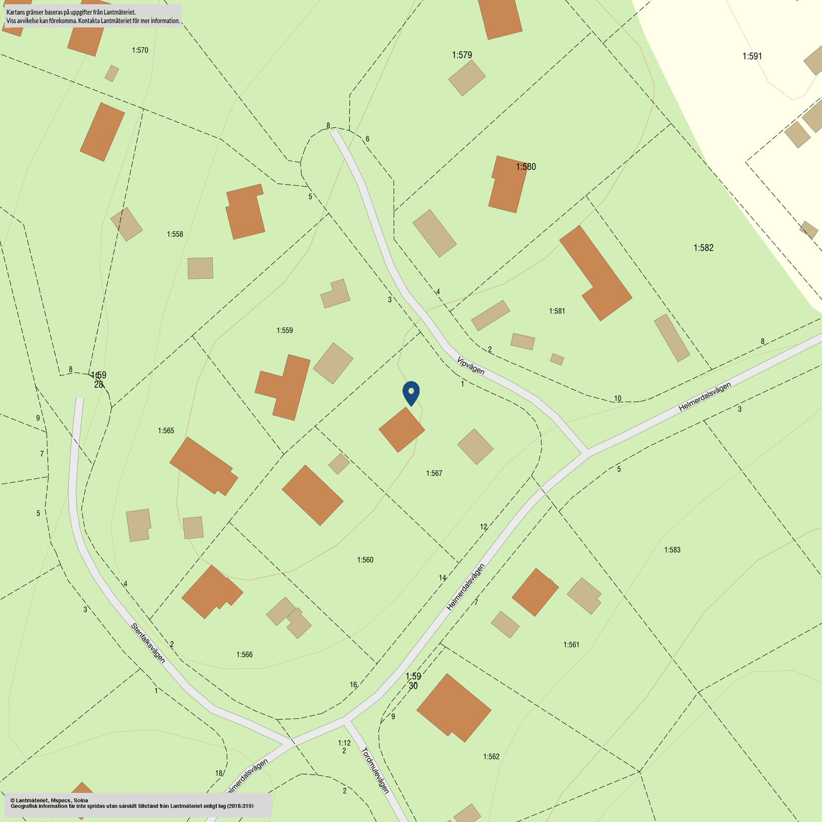 Tomt, Vipvägen 1, Vidja, Huddinge