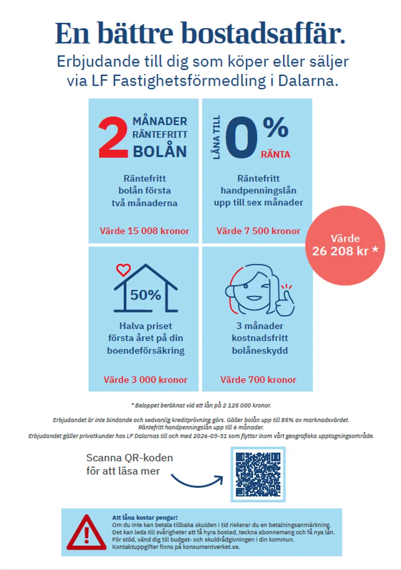 Bostadsrätt, Radhus, Rödluvevägen 8B, Gesunda, Mora