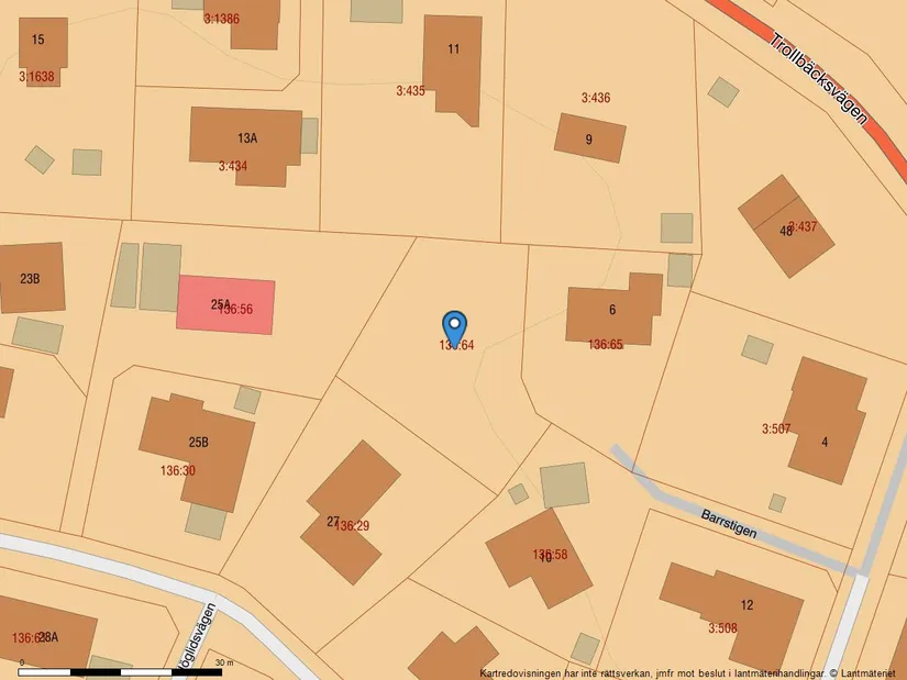 Tomt, Barrstigen 8, Trollbäcken, Tyresö