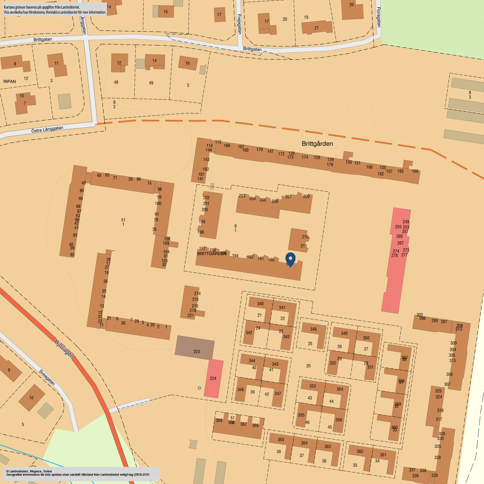 Radhus, Brittgården 187, Brittgården, Tibro