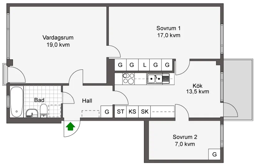 Bostadsrätt, Skarpbrunnavägen 67, 2tr, Norsborg - Eriksberg, Botkyrka