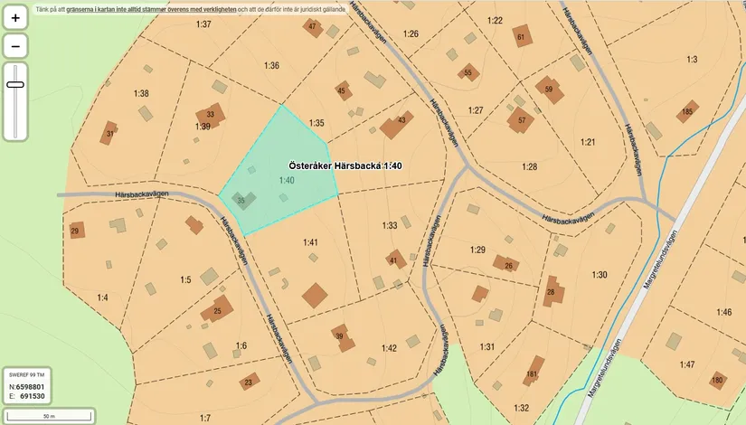 Tomt, Härsbackavägen 35, Flaxenvik, Österåker