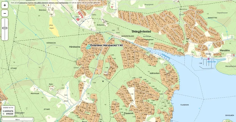 Tomt, Härsbackavägen 35, Flaxenvik, Österåker