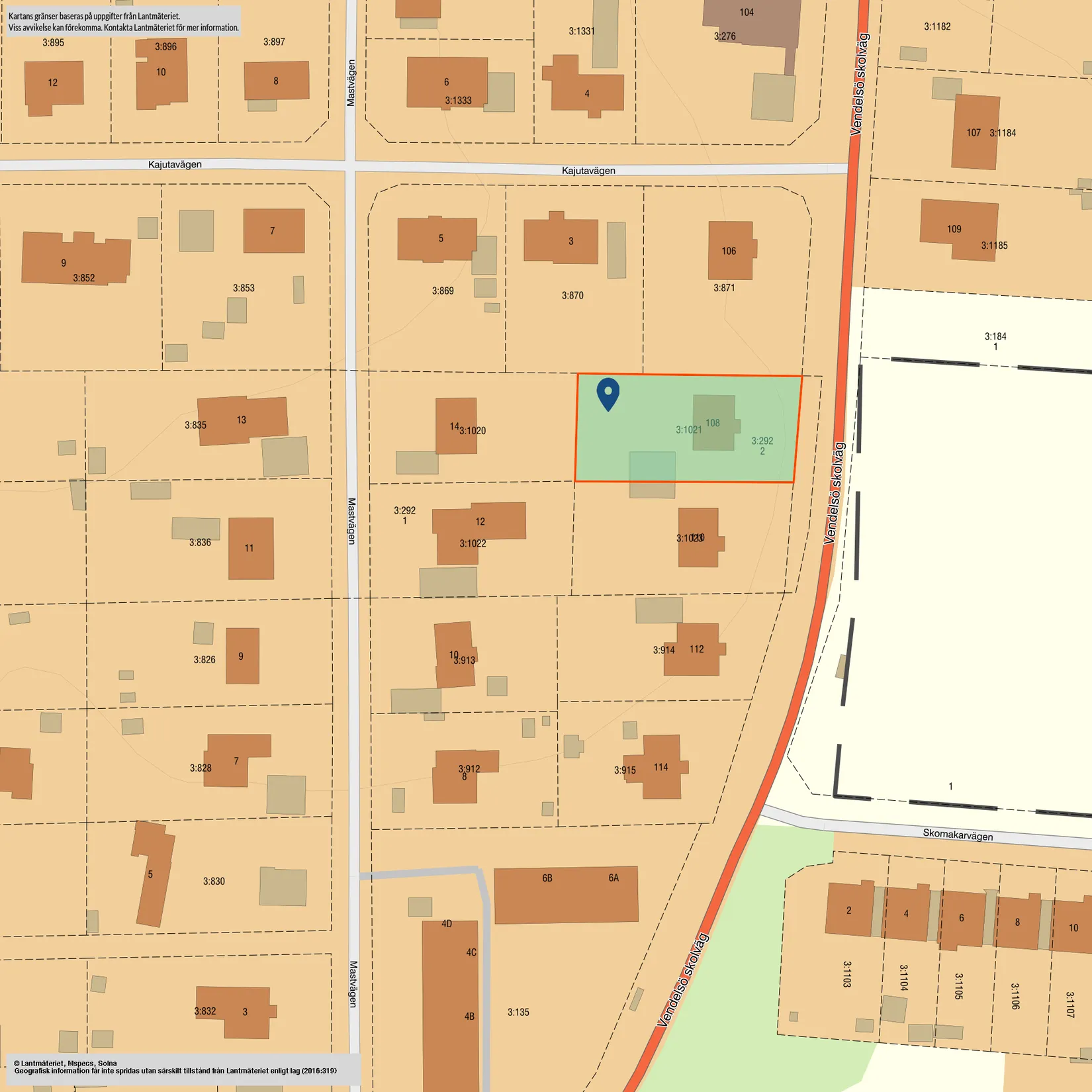 Villa, Vendelsö skolväg 108, Haninge