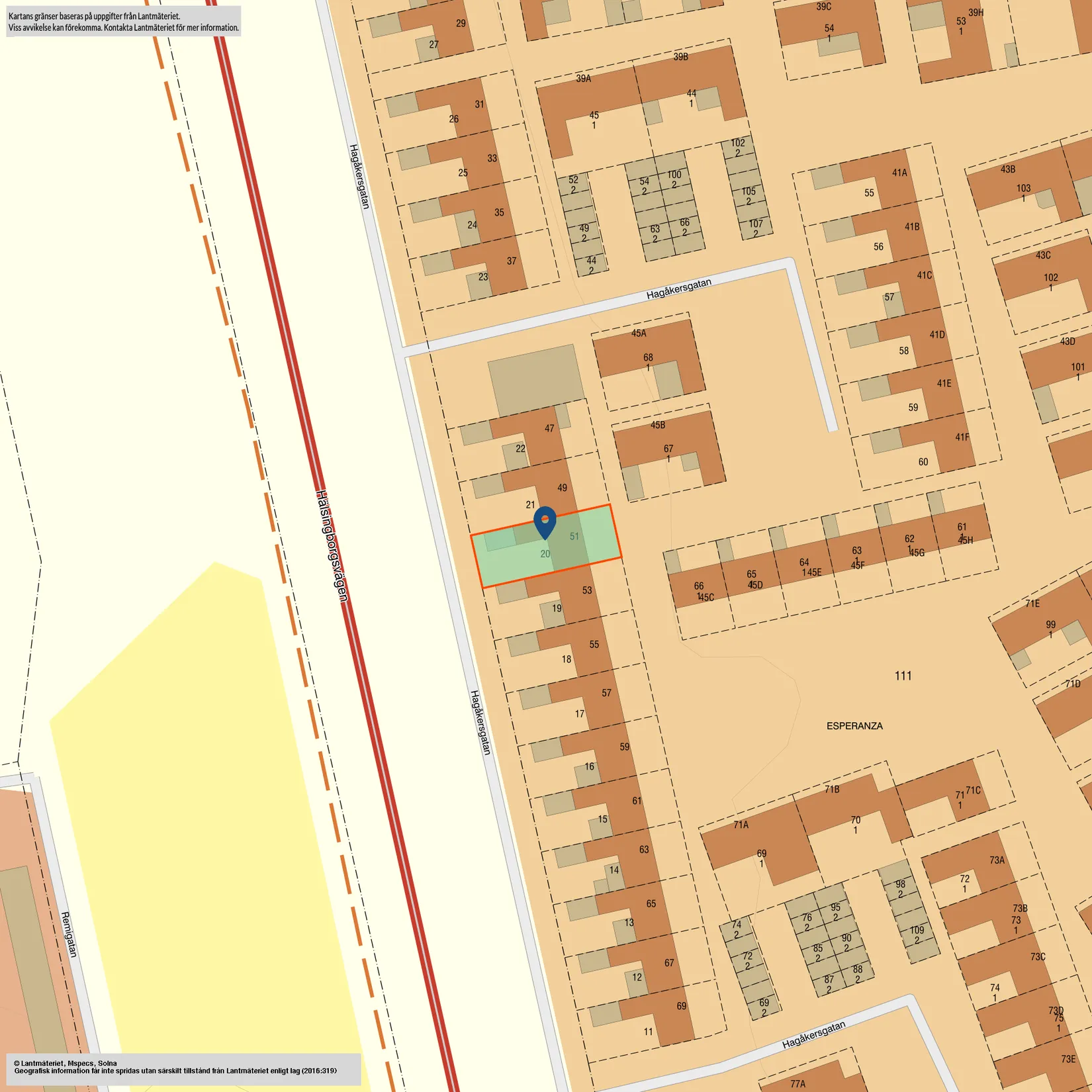 Radhus, Hagåkersgatan 51, Esperanza, Landskrona