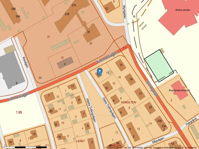 Villa, Östra Tvillingvägen 12, Centralt, Falun