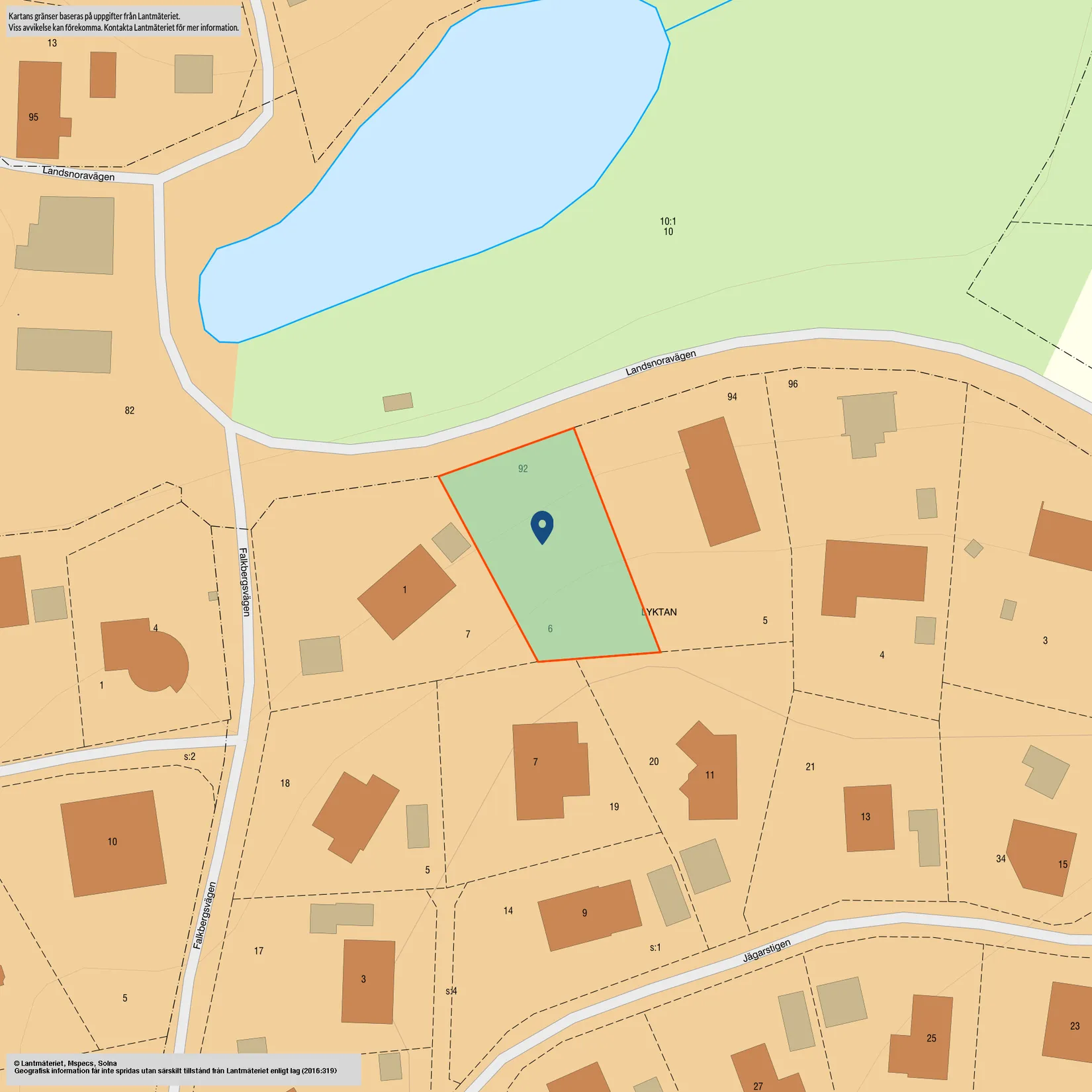 Tomt, Landsnoravägen 92, Landsnora, Sollentuna