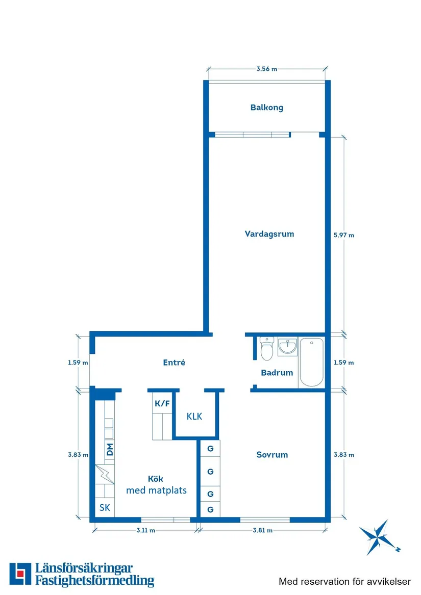Bostadsrätt, Magnus Erikssons väg 12C, 3 vån, Centralt, Vadstena