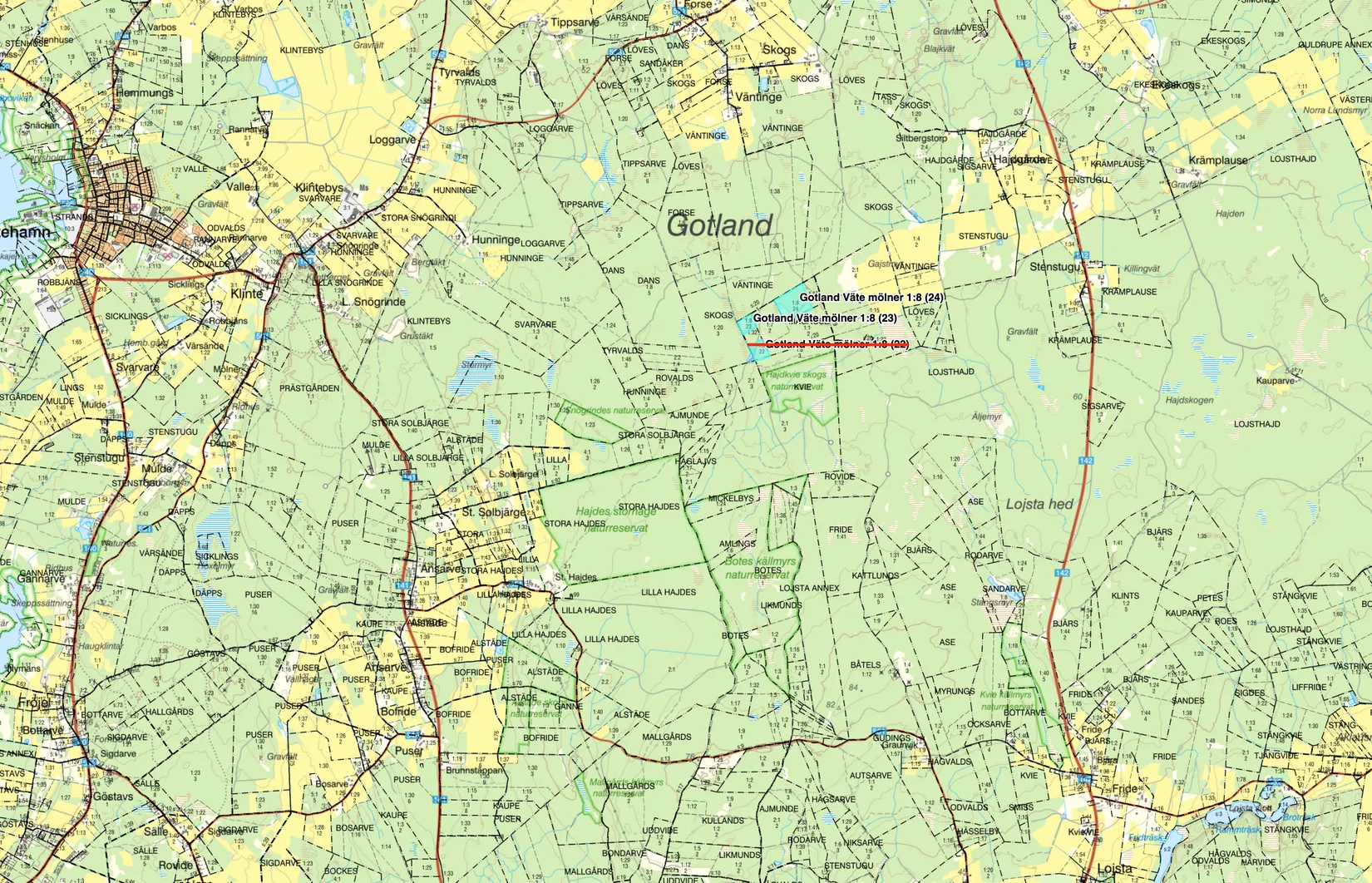 Gård/Skog, Skifte 5, 23 och 24 på Väte Mölner 1:8, Väte, Gotland