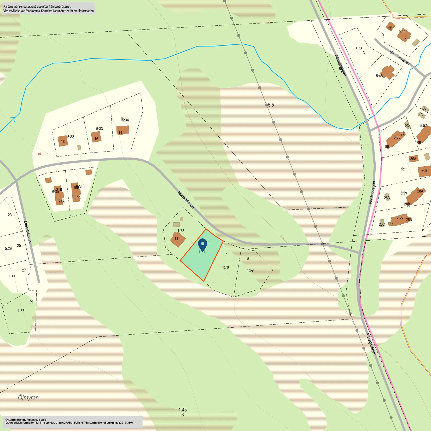 Tomt, Martebäcken 9, Martebäcken, Lindvallen, Malung-Sälen