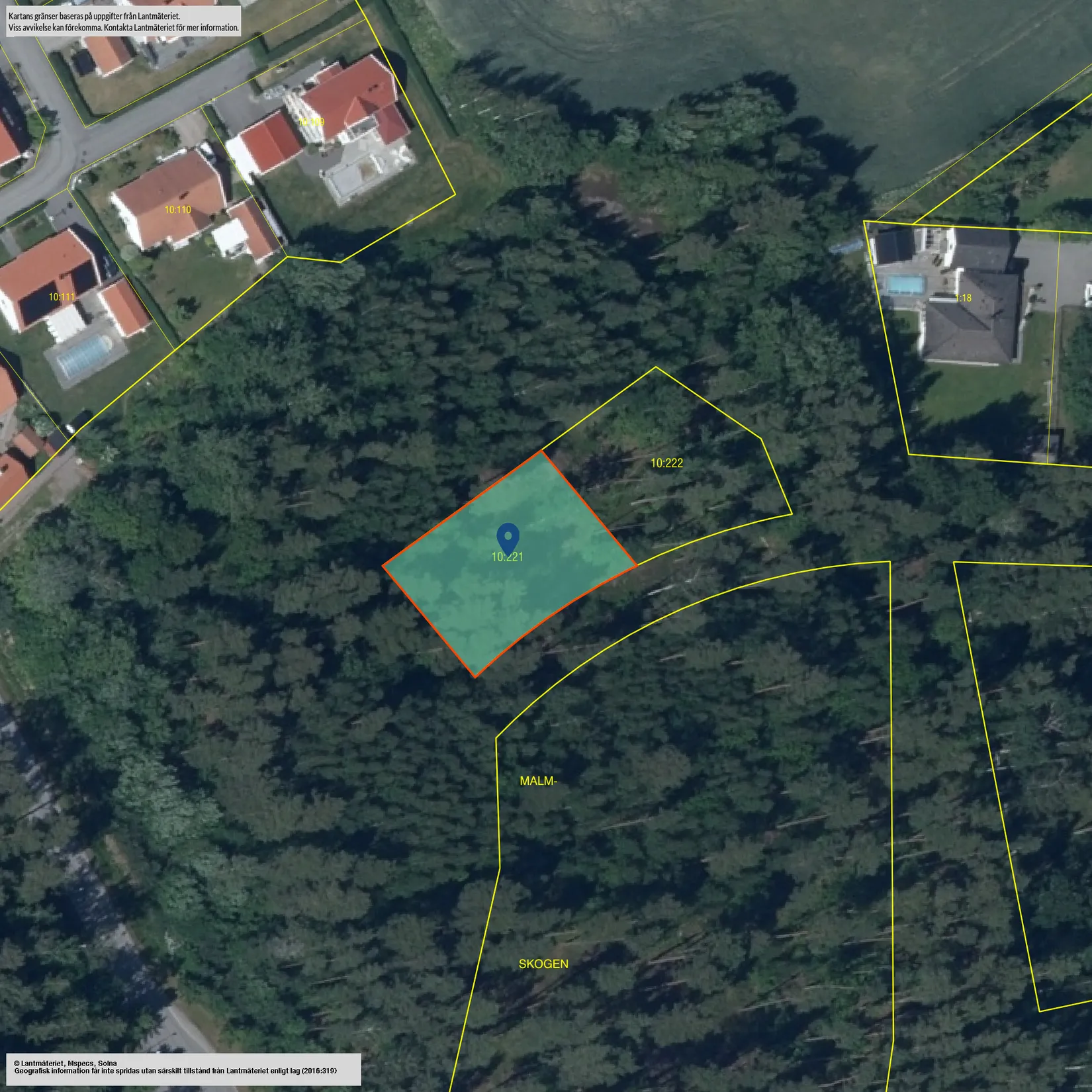 Tomt, LINKÖPING MALMSKOGEN 10:221, Tallboda, Linköping