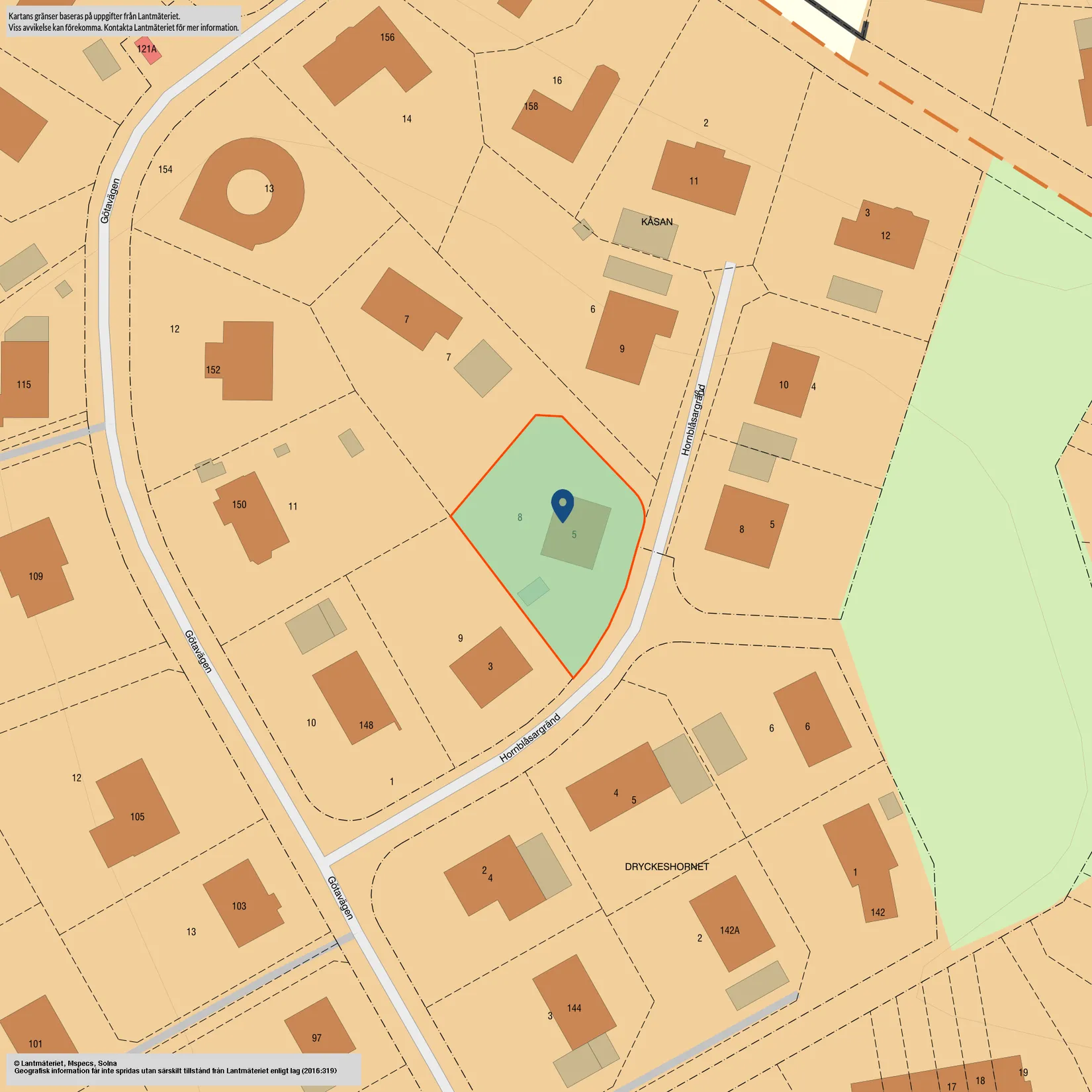 Villa, Hornblåsargränd 5, Gribbylund, Täby
