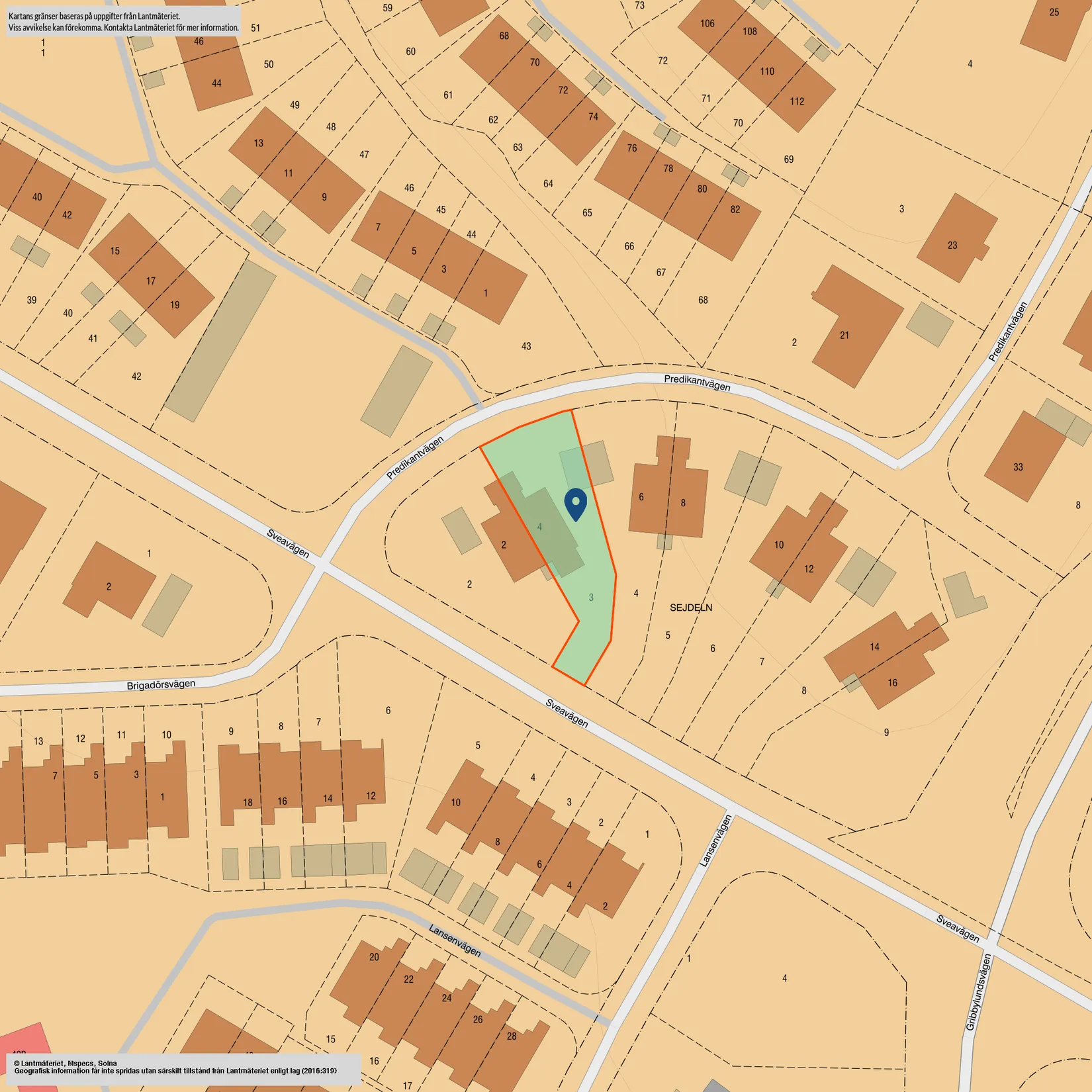 Radhus, Predikantvägen 4, Gribbylund, Täby
