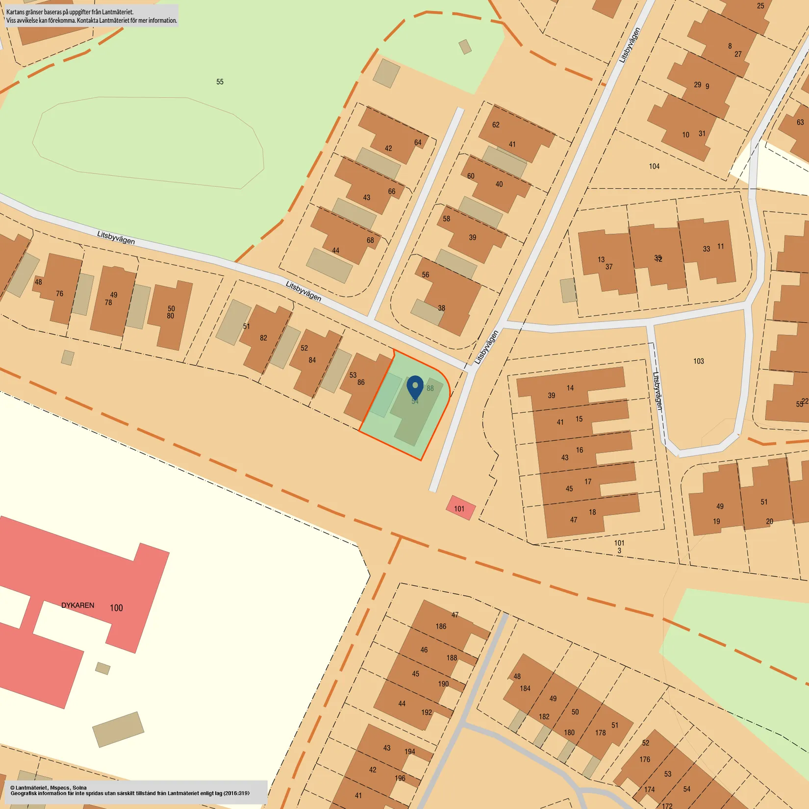 Radhus, Litsbyvägen 88, Skarpäng, Täby