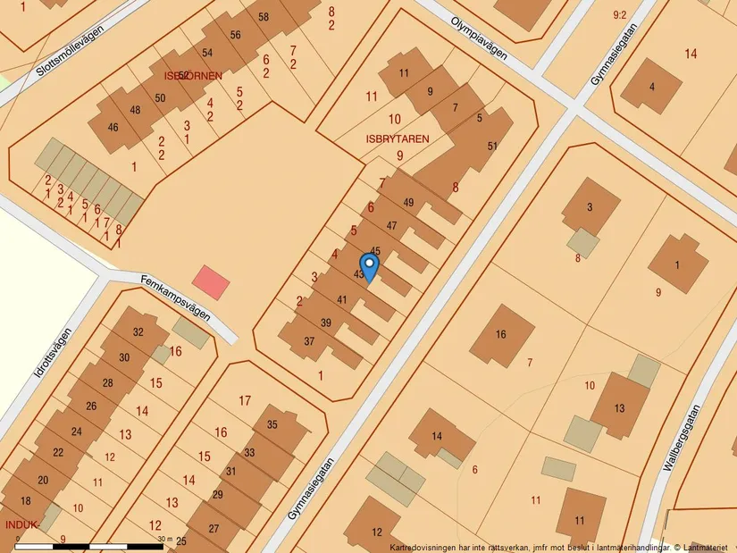 Radhus, Gymnasiegatan 43, Örjans Vall, Halmstad