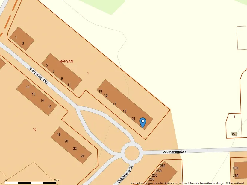 Radhus, Vilkmansgatan 23, Trädgårdsstaden, Skövde