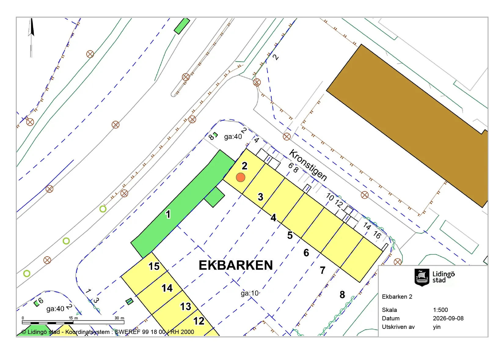 Radhus, Kronstigen 4, Rudboda, Lidingö