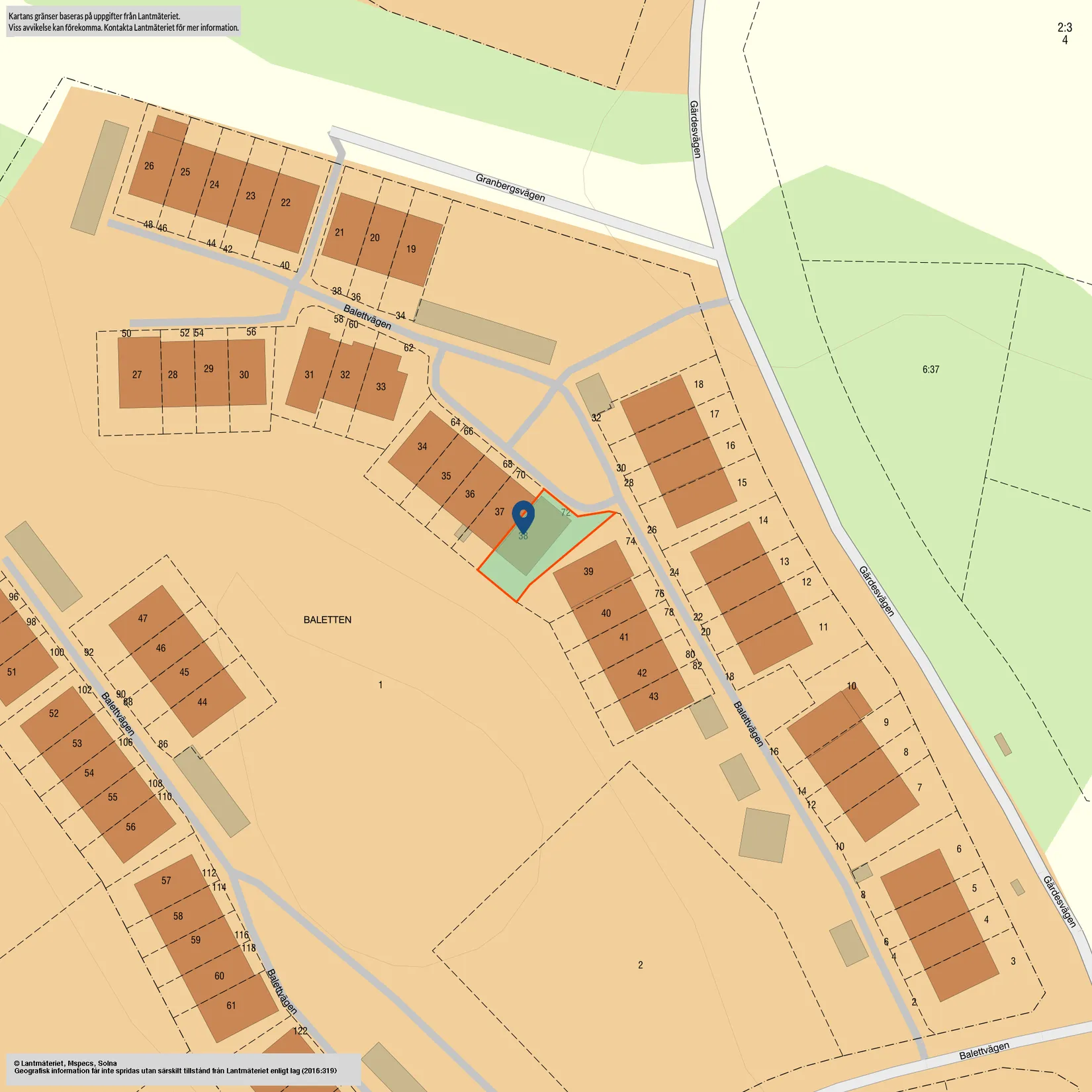 Radhus, Balettvägen 72, Huddinge