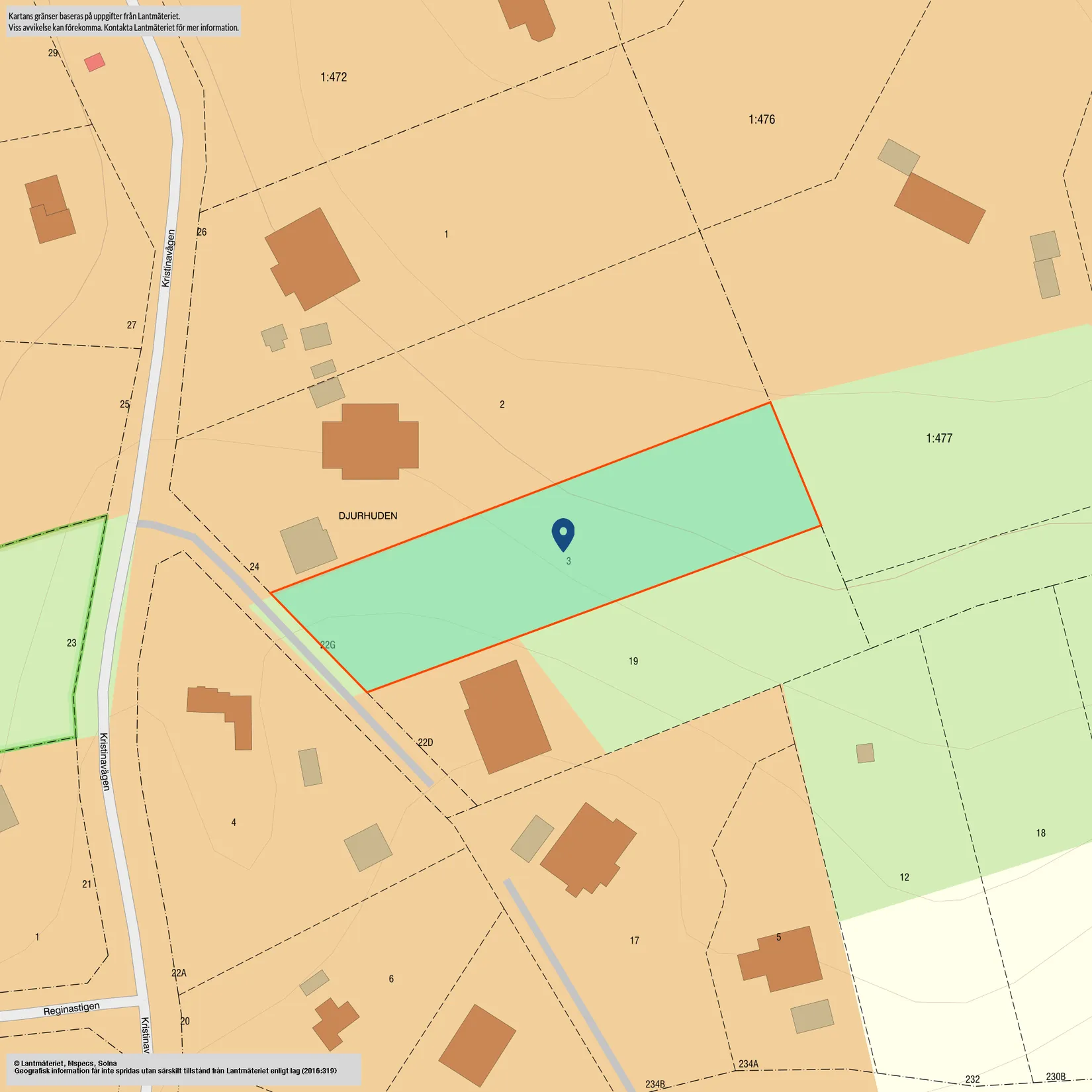 Tomt, Kristinavägen 22G, Glömsta, Huddinge