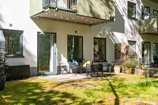 Bostadsrätt, Korintvägen 11, Uteplats, Hökarängen, Stockholm